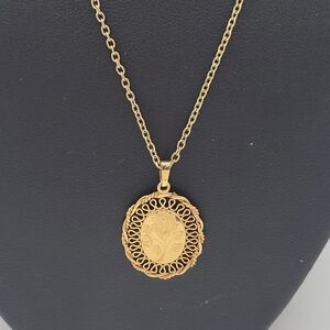 Vintage Winar Flower Circle Necklace 1/20 14KT